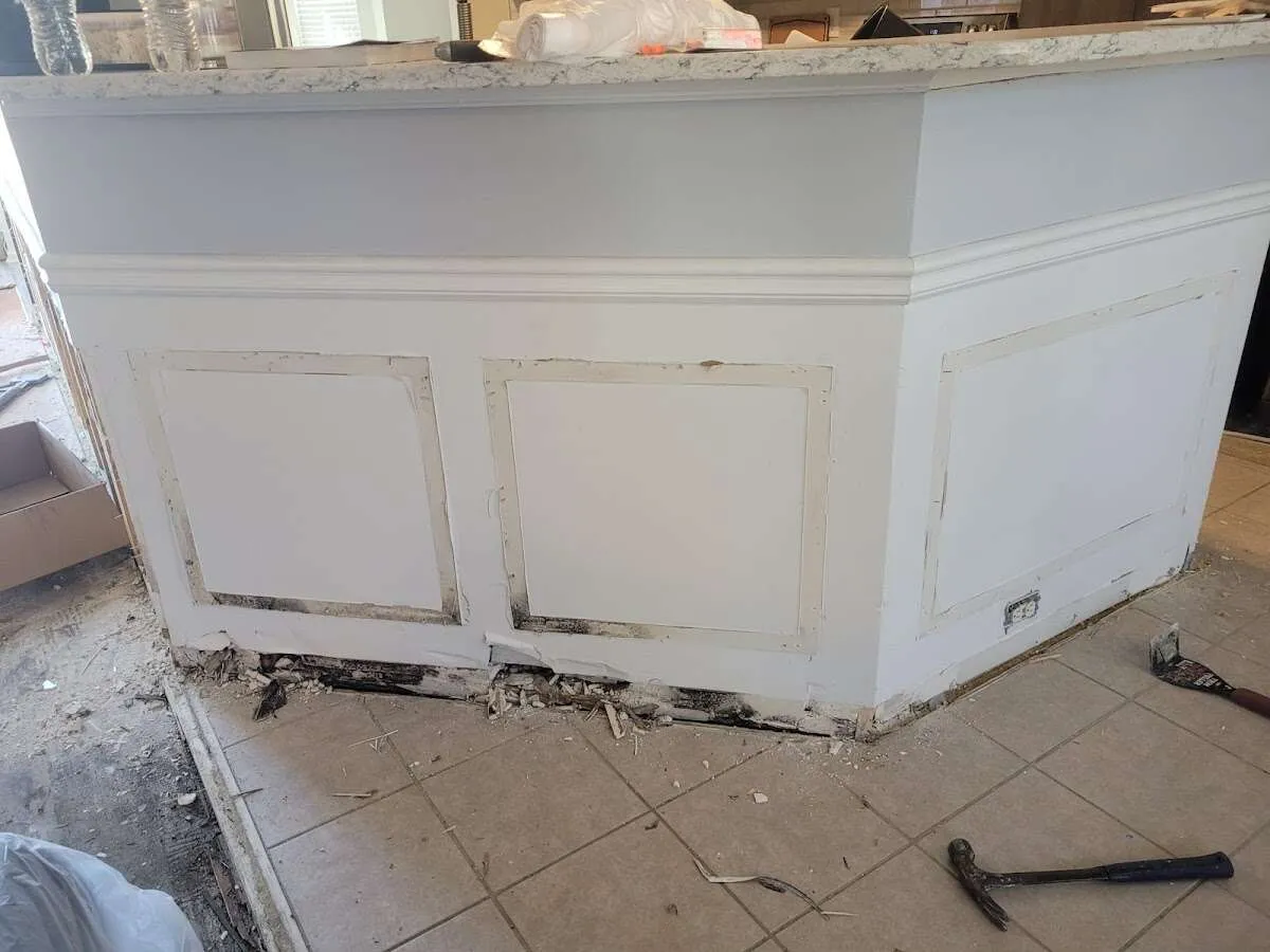 Water damage and mold on kitchen during Storm Damage Restoration in Skidaway Island
